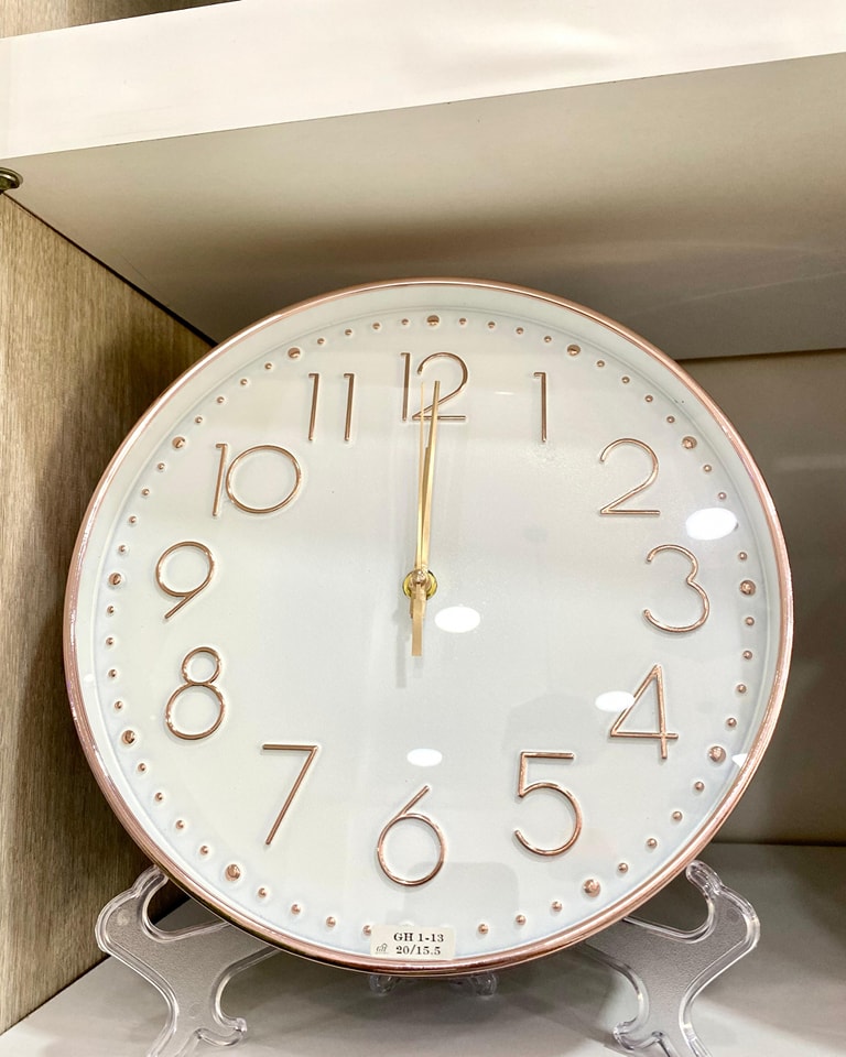 Horloge Murale Blanc Nacré & Or Rose Ø 20 cm
