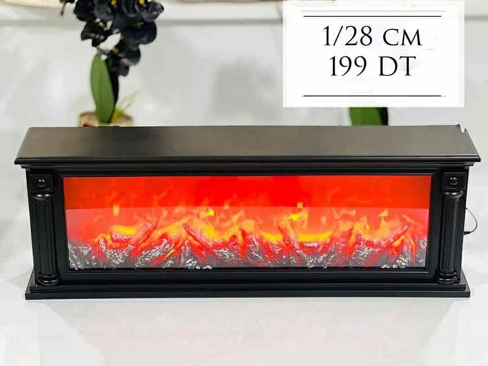 Cheminée Électrique Décorative – 1 m x 28 cm – Design Noir avec Effet Flamme LED