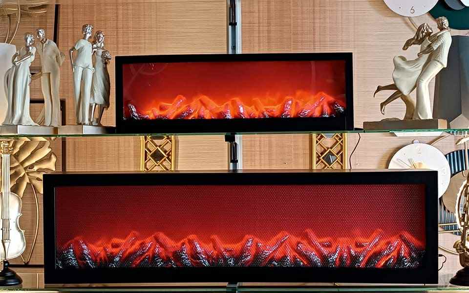 Cheminée Électrique Décorative 120 cm x 37 cm – Design Moderne avec Effet Flamme LED
